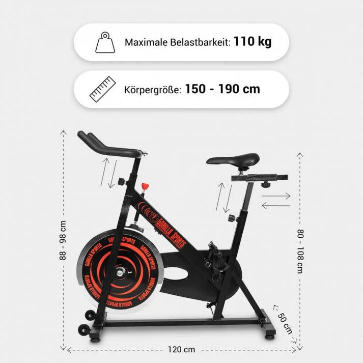 Vélo d'intérieur avec pédalier noir/rouge