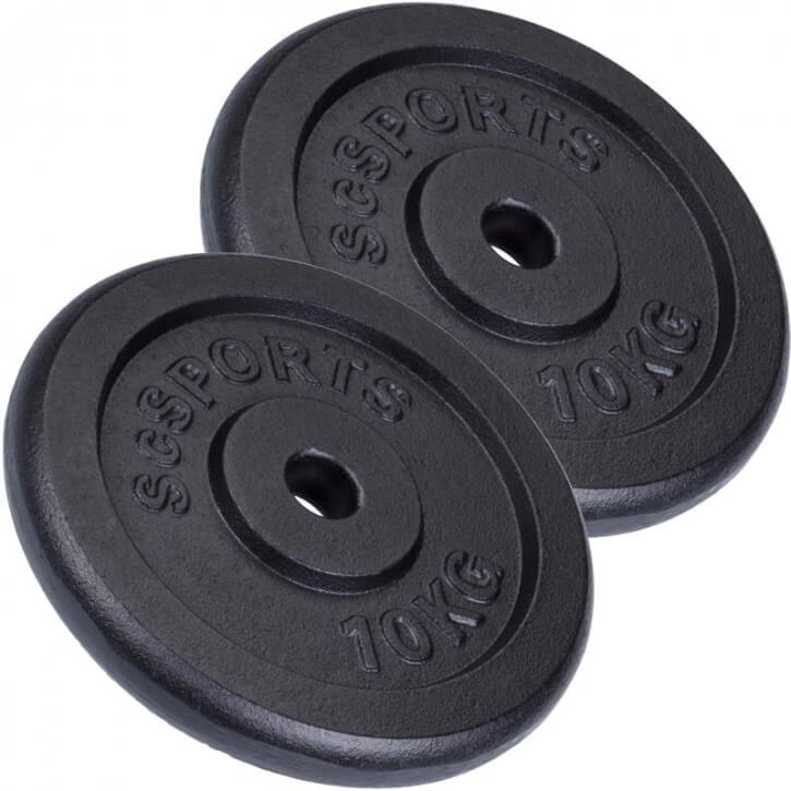 Hantelscheibenset Gusseisen Schwarz 2x10 kg - Gorilla Sports Schweiz