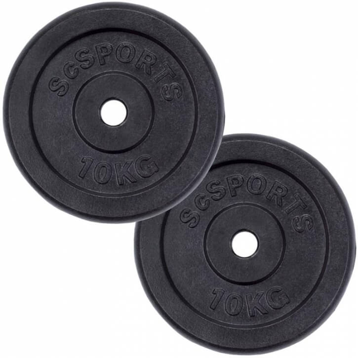 Hantelscheibenset Gusseisen Schwarz 2x10 kg - Gorilla Sports Schweiz