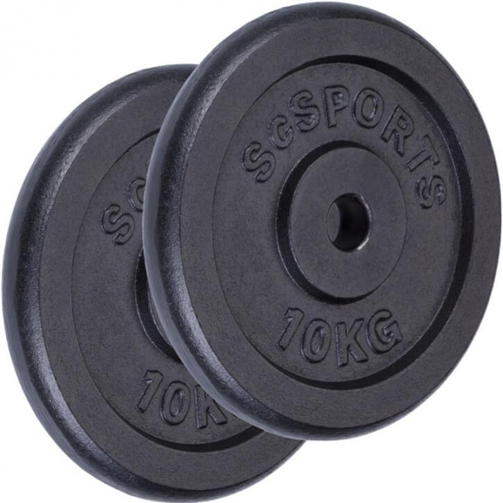 Hantelscheibenset Gusseisen Schwarz 2x10 kg - Gorilla Sports Schweiz