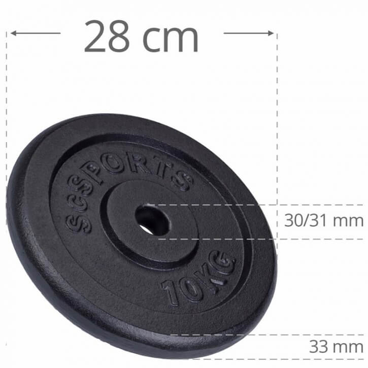 Hantelscheibenset Gusseisen Schwarz 2x10 kg - Gorilla Sports Schweiz