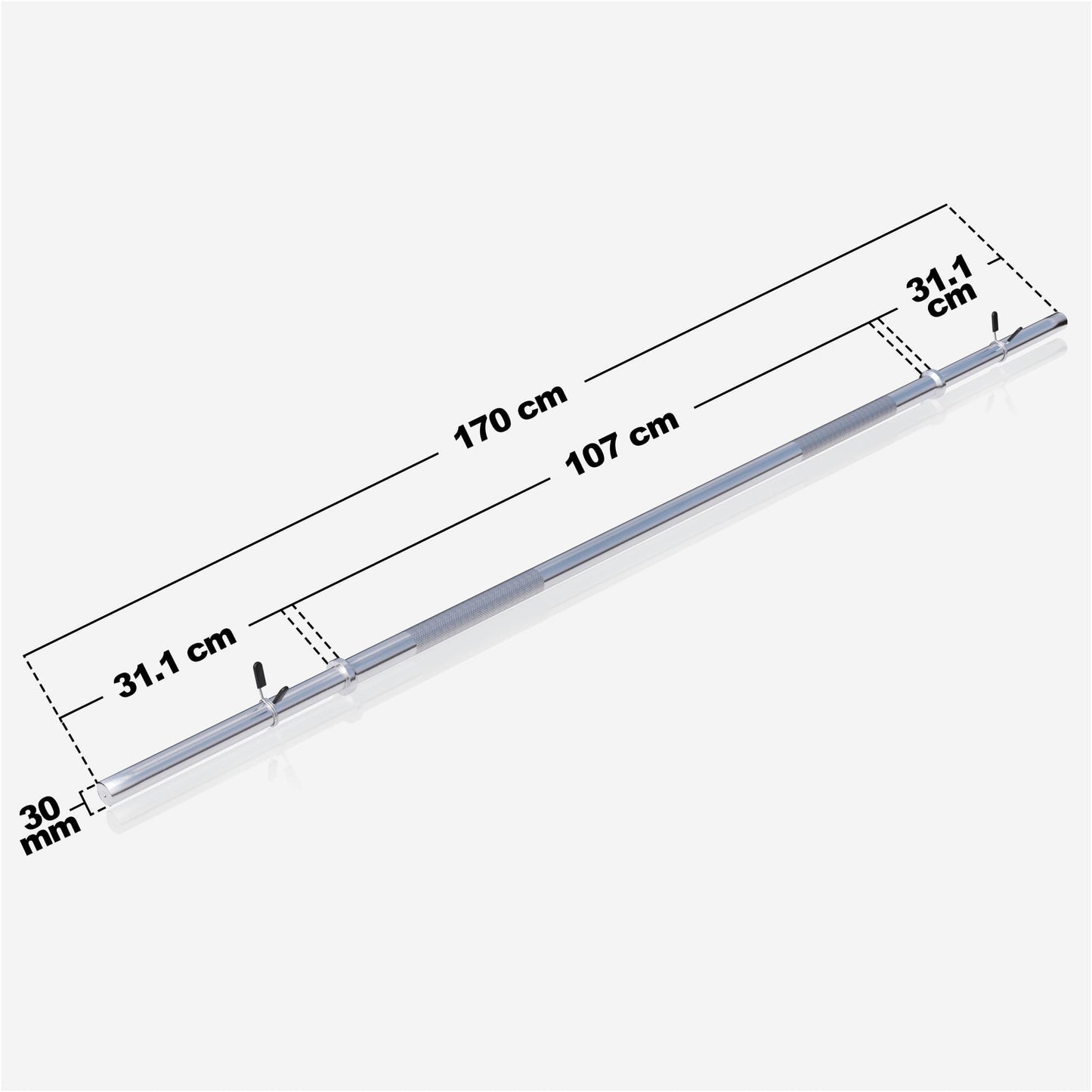 Langhantelstange Chrom 170 cm mit Federverschluss - Gorilla Sports Schweiz