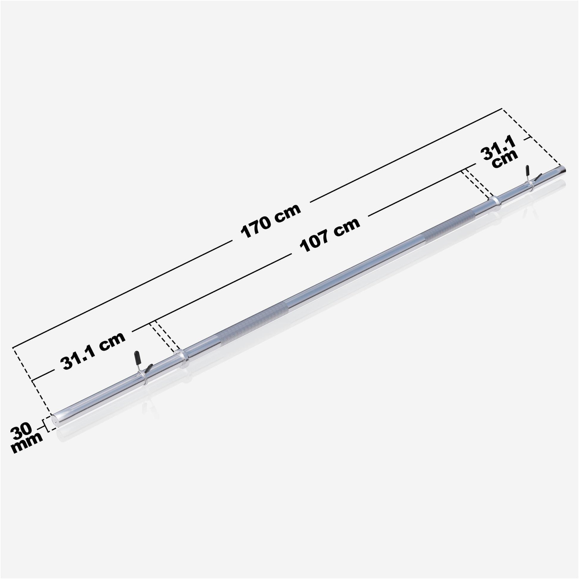 Langhantelstange Chrom 170 cm mit Federverschluss - Gorilla Sports Schweiz