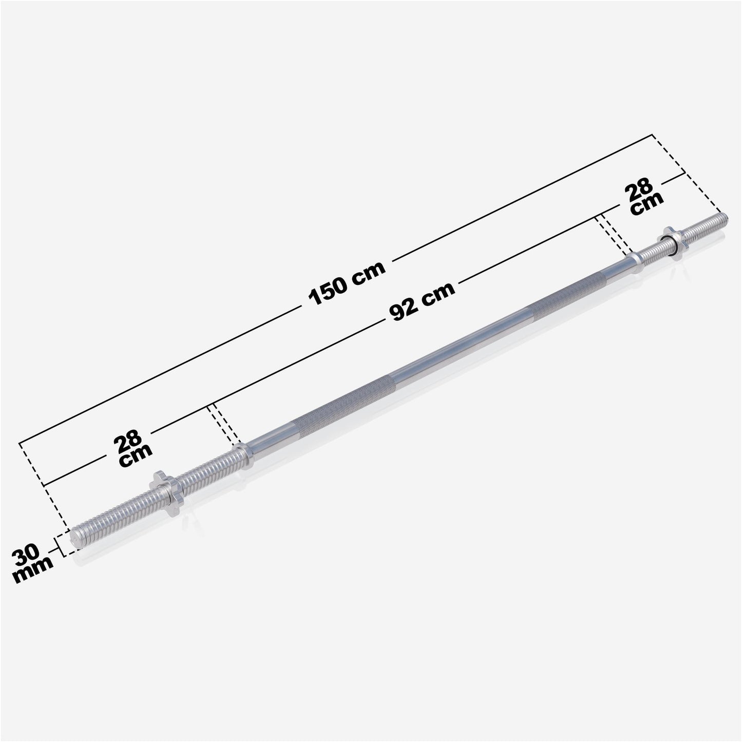 Langhantelstange Chrom 150 cm mit Sternverschluss - Gorilla Sports Schweiz