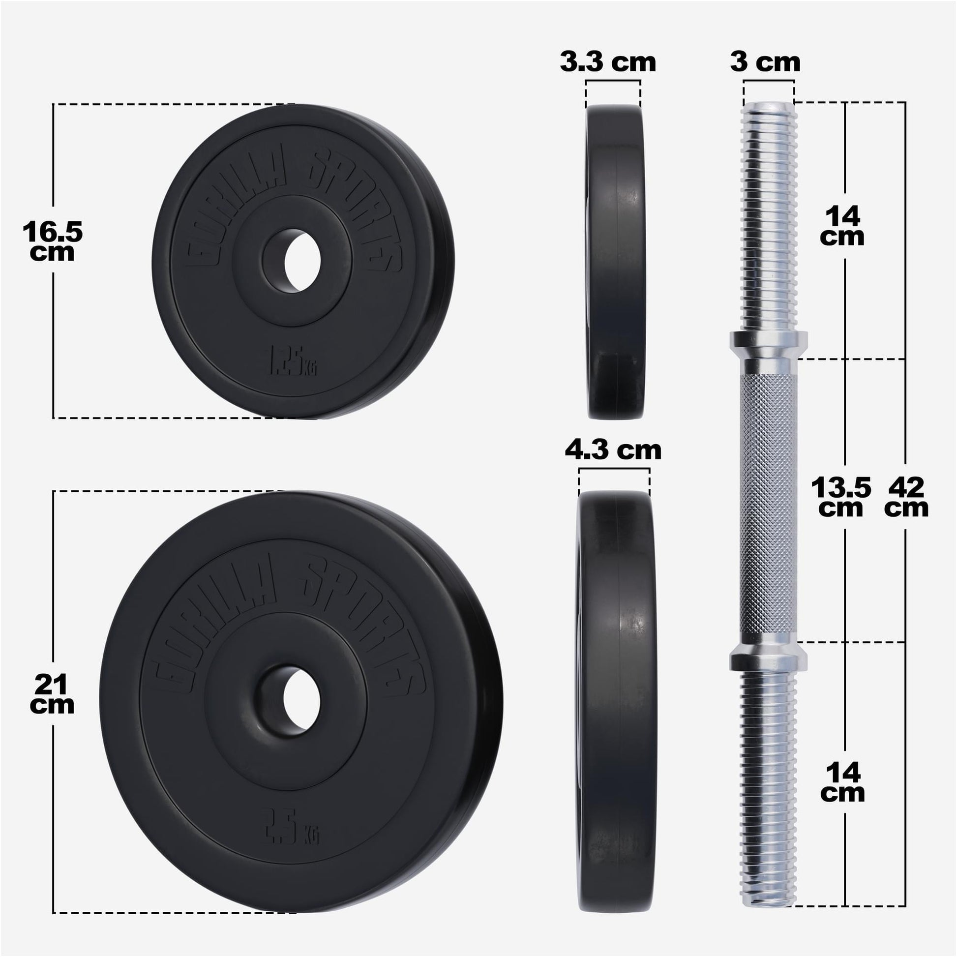 Kurzhantelset Kunststoff 30 kg - Gorilla Sports Schweiz