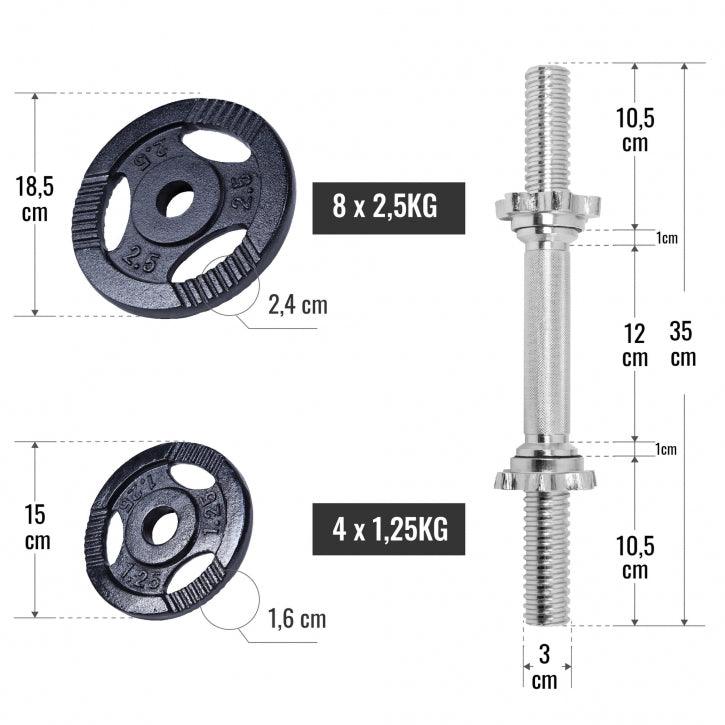 Kurzhantelset Gusseisen Gripper 30 kg Schwarz - Gorilla Sports Schweiz