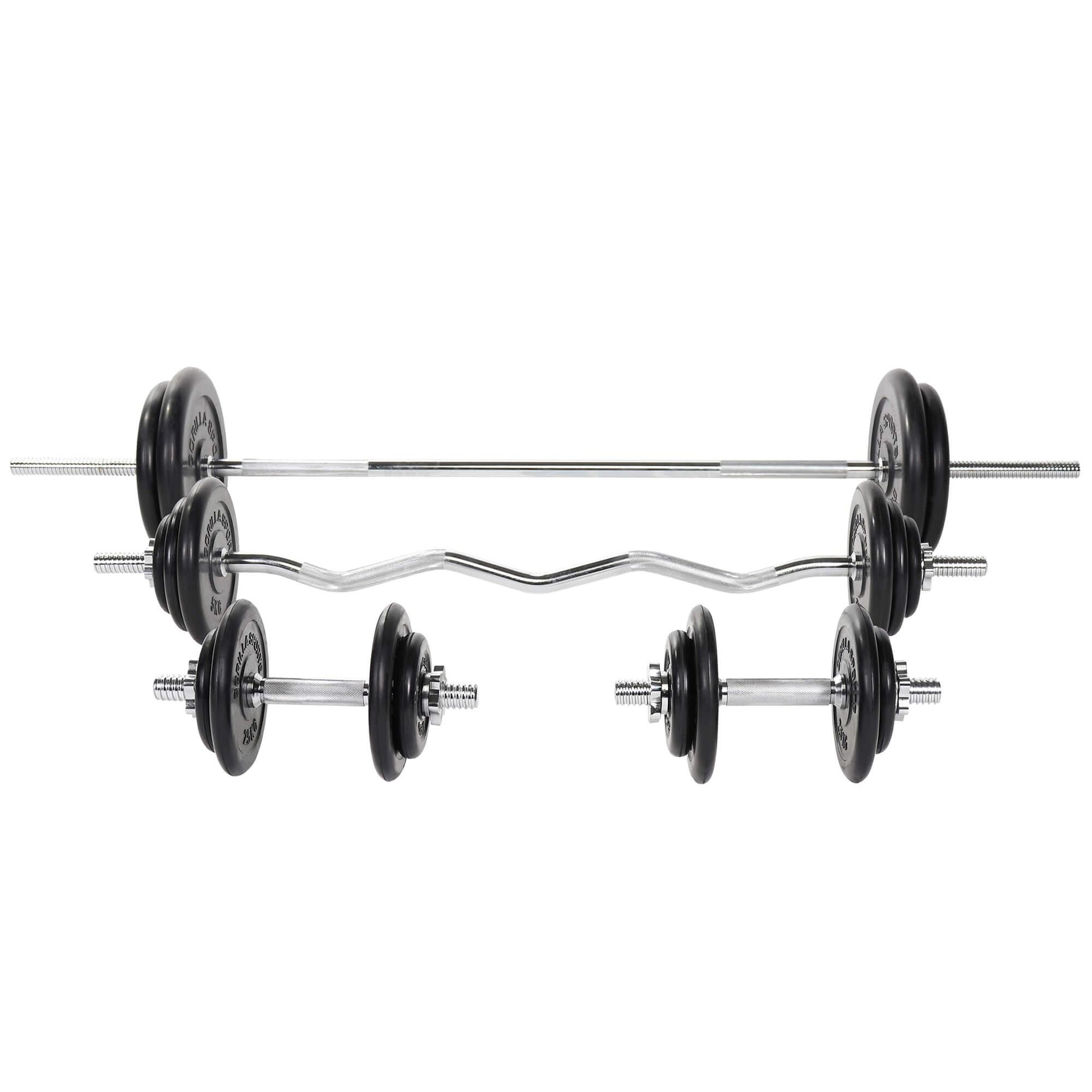Hantelset Gummi 108 kg Schwarz - Gorilla Sports Schweiz
