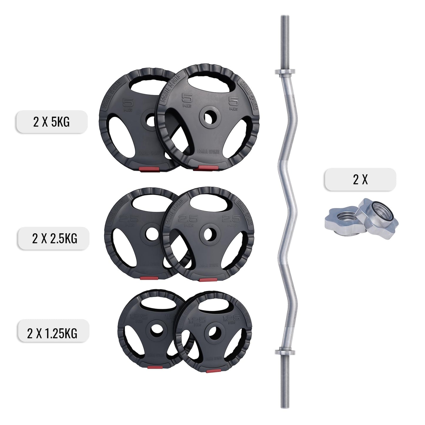 SZ-Curlset Kunststoff Gripper 35 kg - Gorilla Sports Schweiz