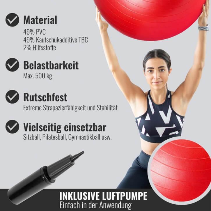 Gymnastikball Fitness Sitzball ⌀75 cm - Gorilla Sports Schweiz