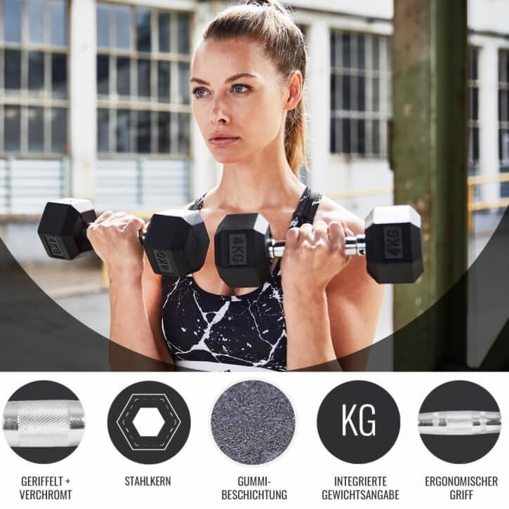 Hexagon Gummi Studio Hantel 2-50 KG - Gorilla Sports Schweiz
