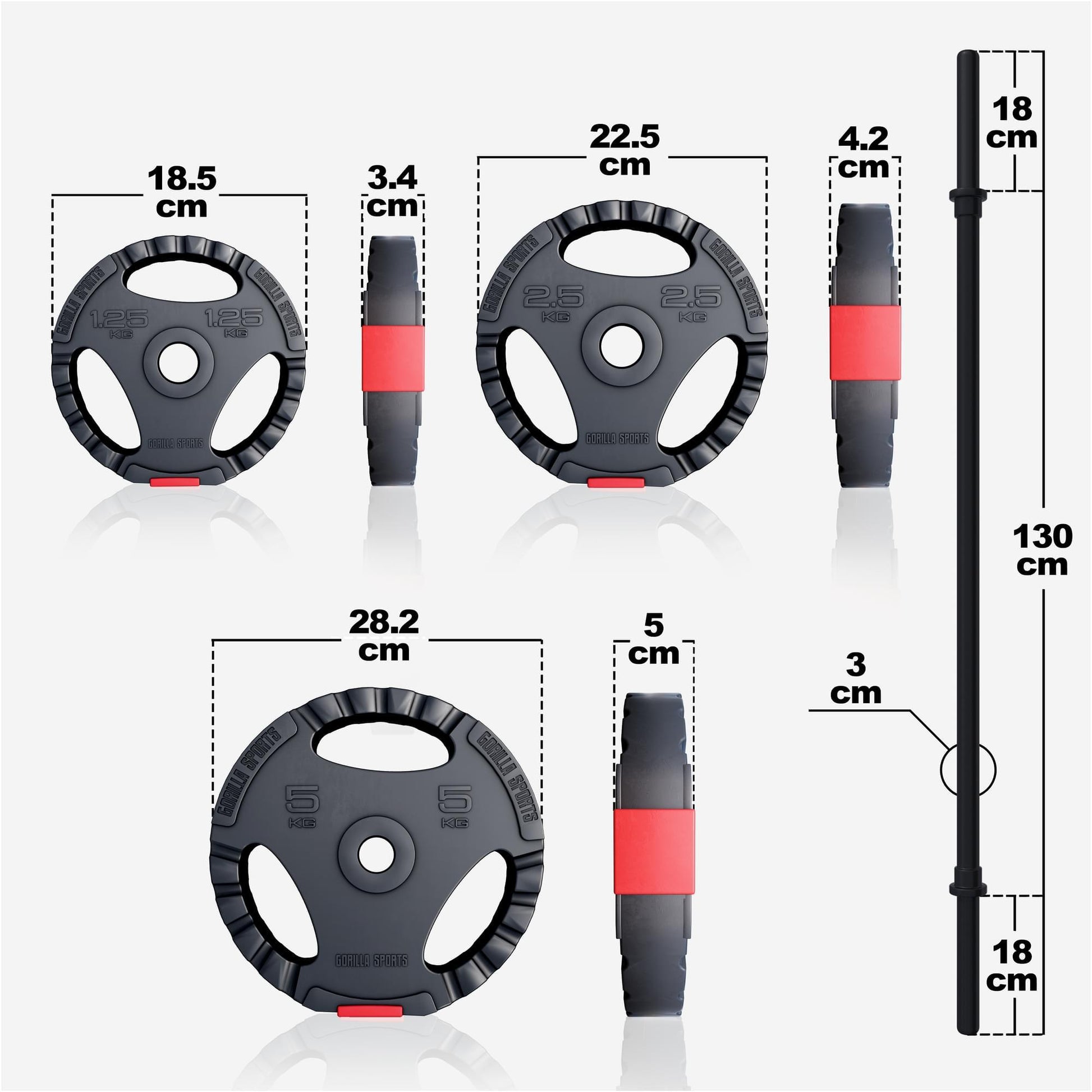 Langhantelset Aerobic Kunststoff Gripper 20 kg - Gorilla Sports Schweiz