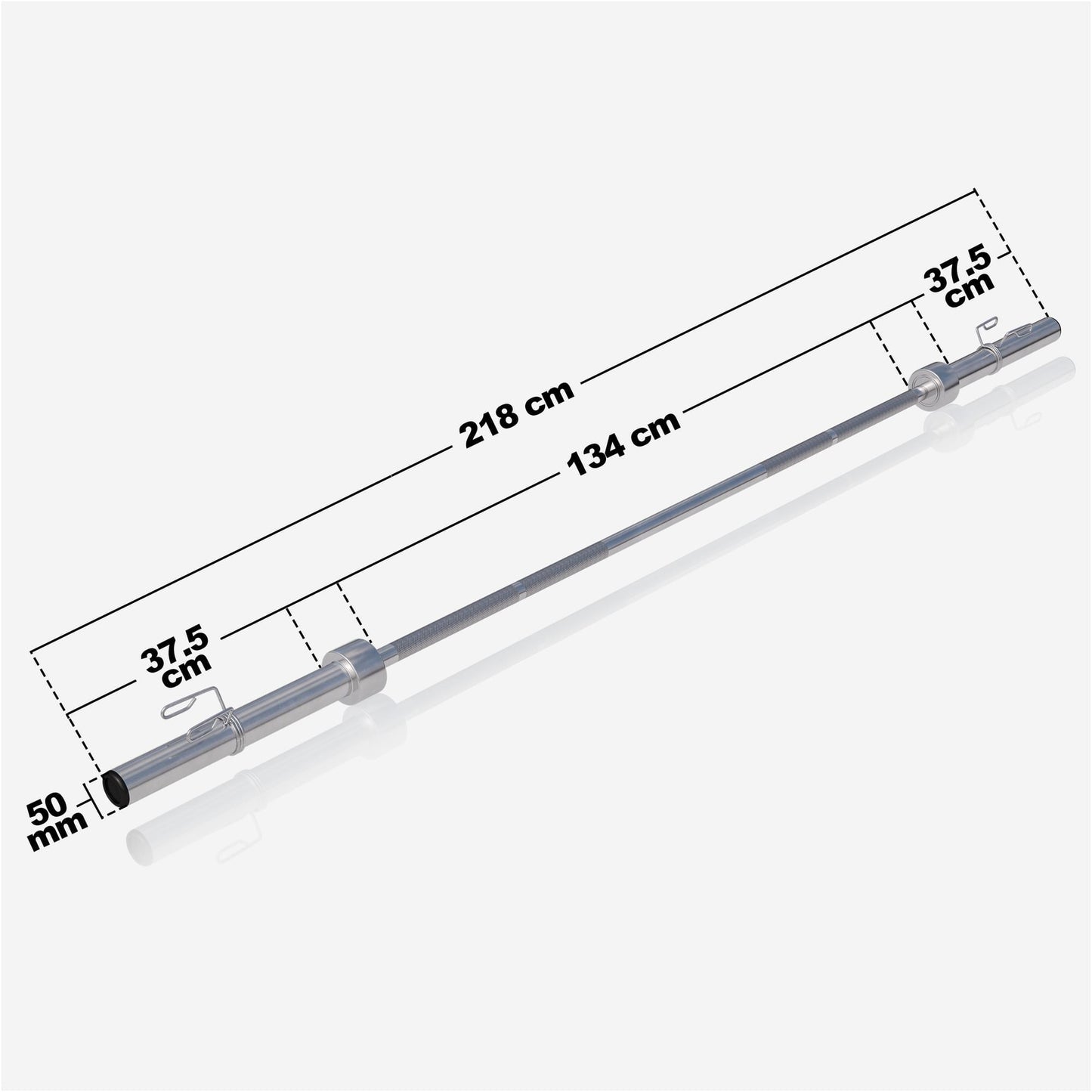 Olympia Langhantel 128 cm mit Federverschluss Chrom - Gorilla Sports Schweiz