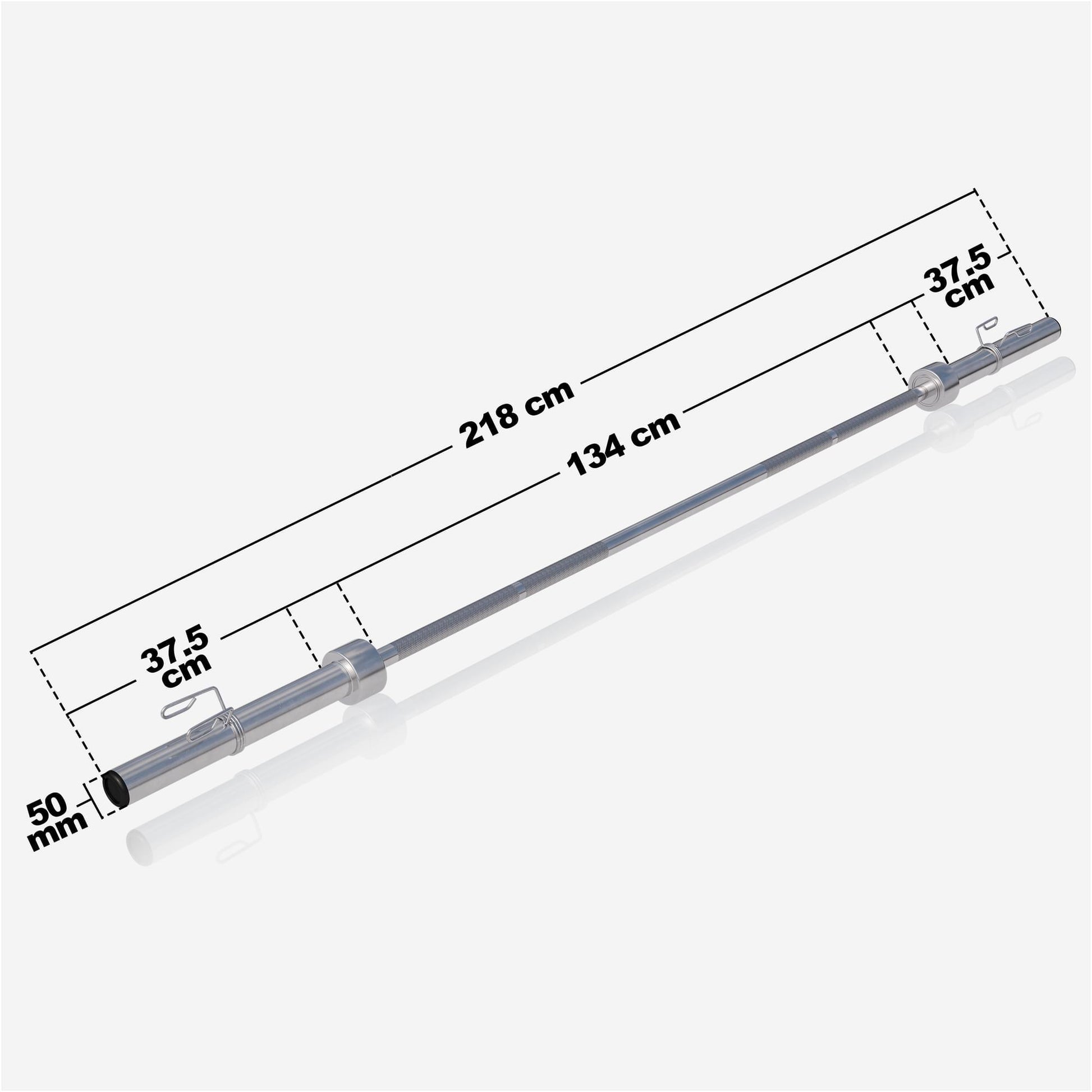 Olympia Langhantel 128 cm mit Federverschluss Chrom - Gorilla Sports Schweiz