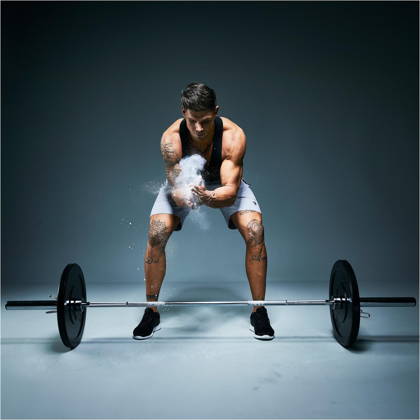 Olympia Langhantel 128 cm mit Federverschluss Chrom - Gorilla Sports Schweiz