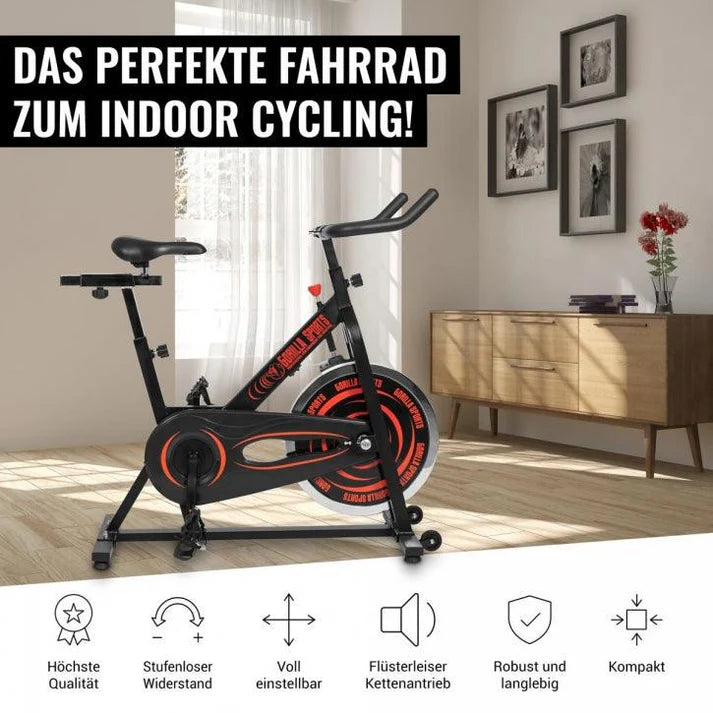 Vélo d'intérieur avec pédalier noir/rouge