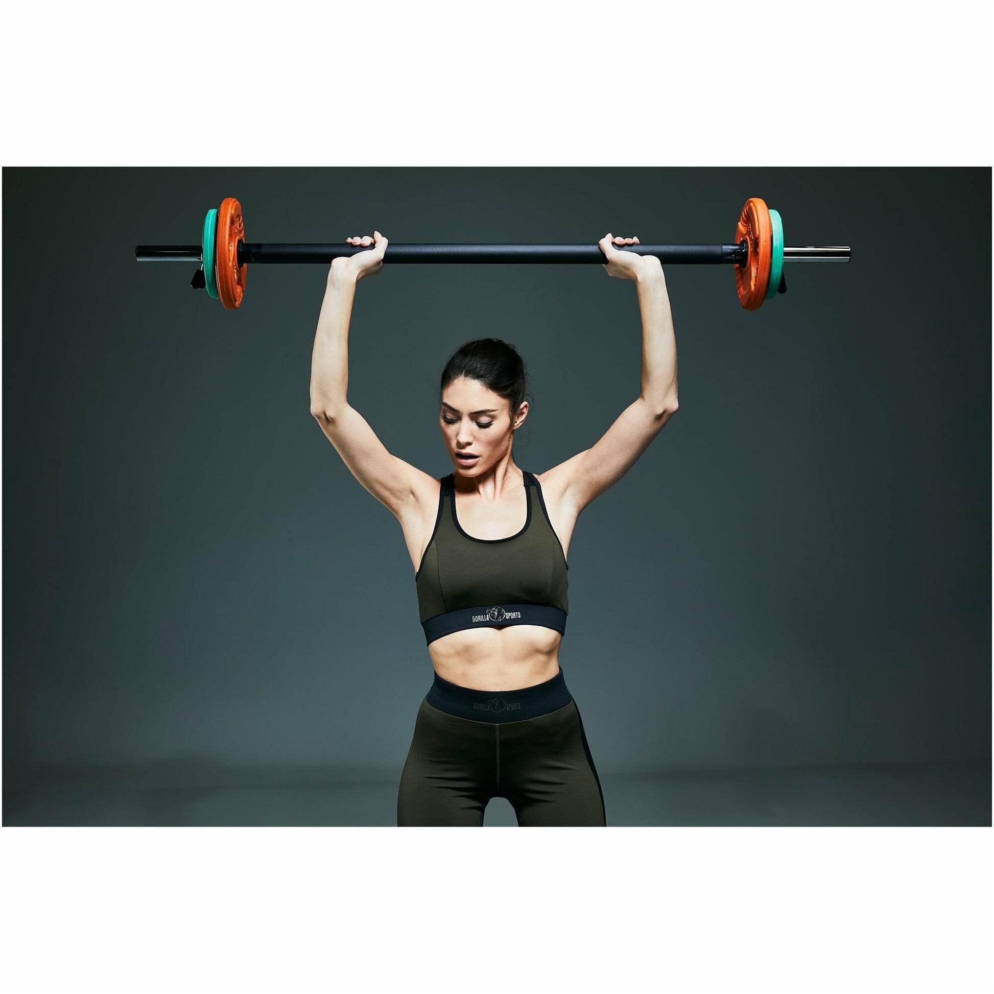 Langhantelstange Aerobic Schwarz 130 cm / verchromte Aufnahme - Gorilla Sports Schweiz