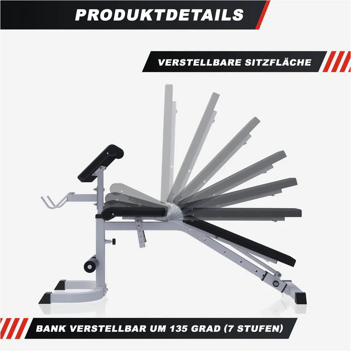 Schrägbank verstellbar mit Curlpult Weiss