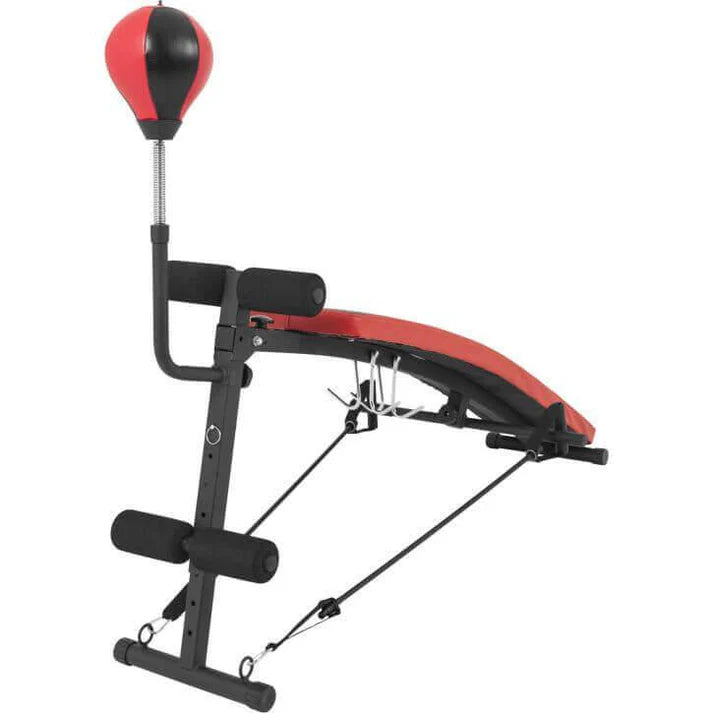 Sit Up Bank klappbar mit Punchingball Schwarz/Rot