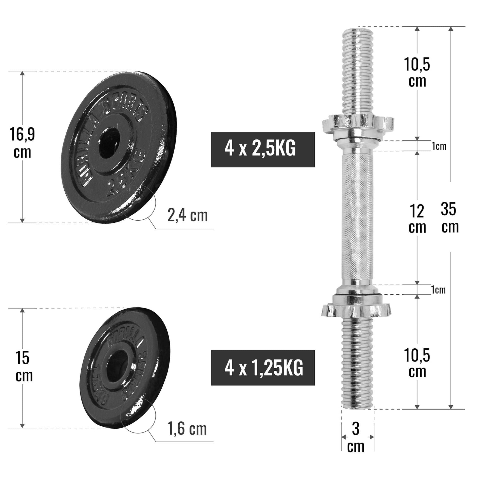 Kurzhantelset inkl. Koffer 20 kg - Gorilla Sports Schweiz