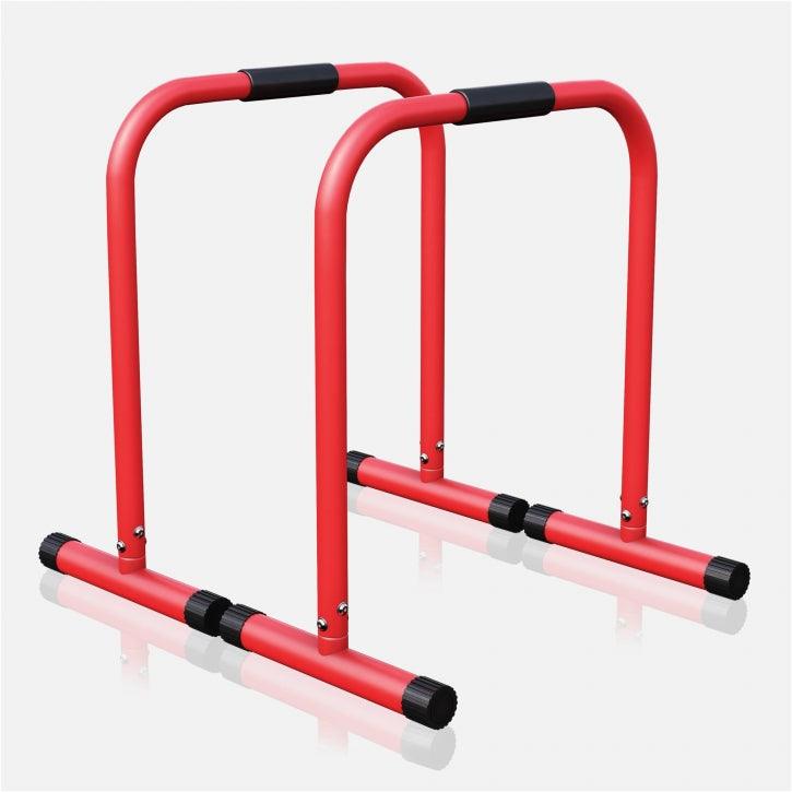 Push-up Stand Bar Parallettes Schwarz/Rot/Blau - Gorilla Sports Schweiz