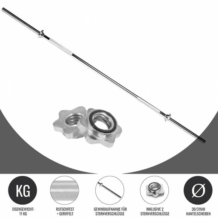Langhantelstange mit Sternverschluss 180 cm - Gorilla Sports Schweiz