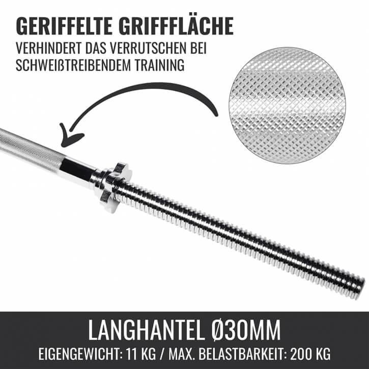 Langhantelstange mit Sternverschluss 180 cm - Gorilla Sports Schweiz