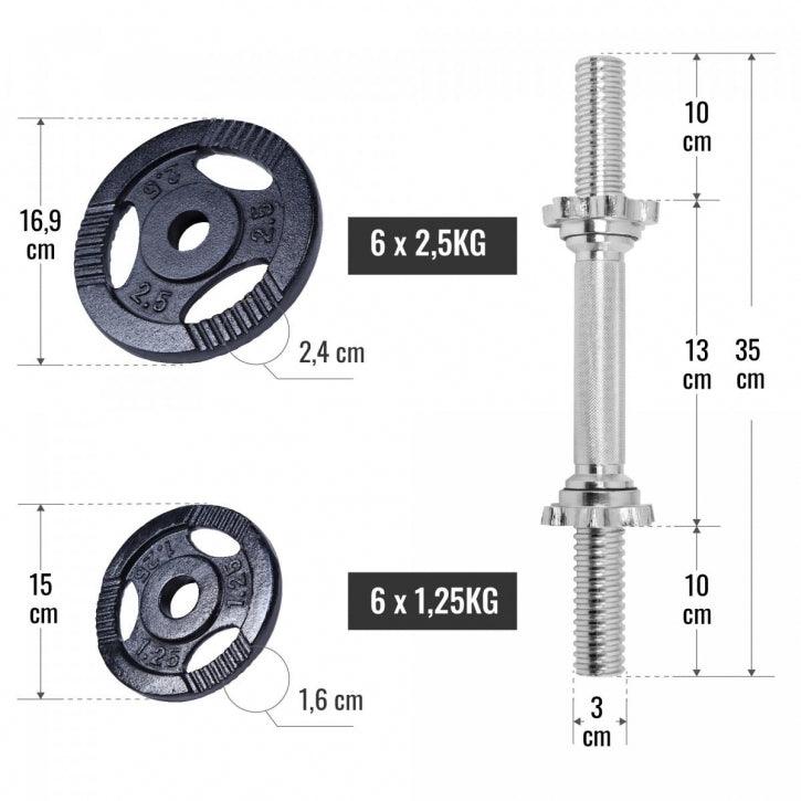 Kurzhantelset Gusseisen Gripper mit Sternverschluss 27.5 kg - Gorilla Sports Schweiz