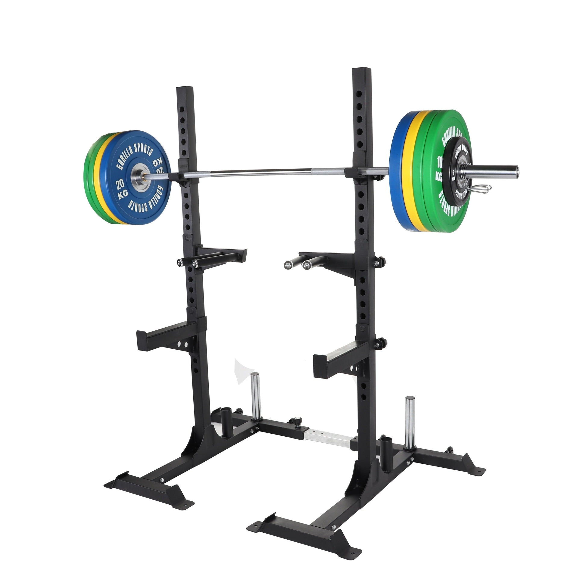 Squat Rack inkl. Olympia Bumper Plates Profi Langhantelset 140 kg - Gorilla Sports Schweiz