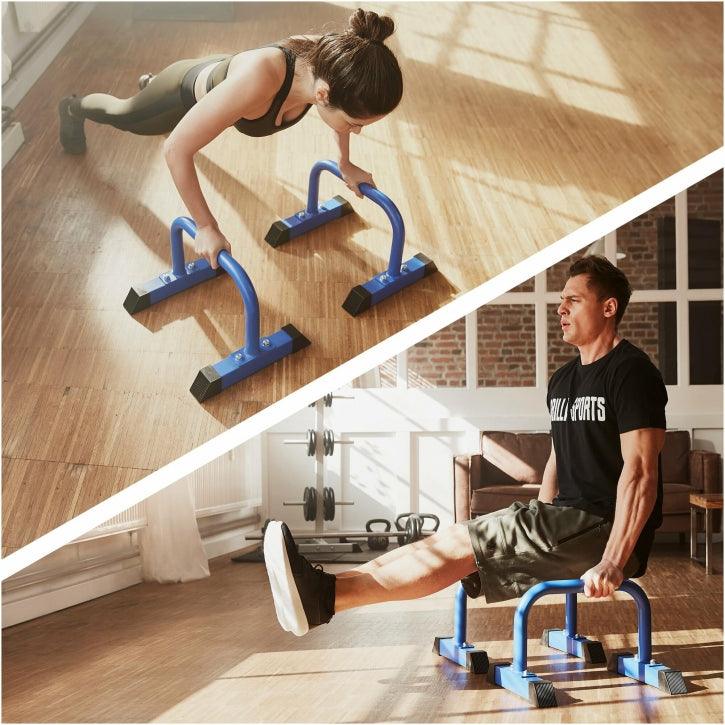 Push Up Parallettes Schwarz/Blau/Rot - Gorilla Sports Schweiz