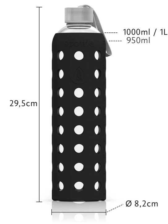 SPOTTLE Glasflasche mit Silikonhülle 1 L - Gorilla Sports Schweiz