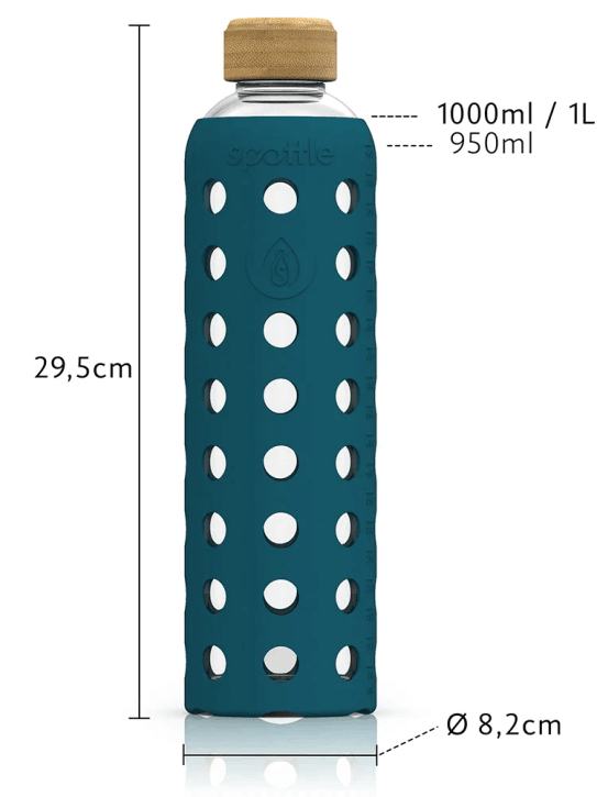 SPOTTLE Glasflasche mit Silikonhülle 1 L - Gorilla Sports Schweiz