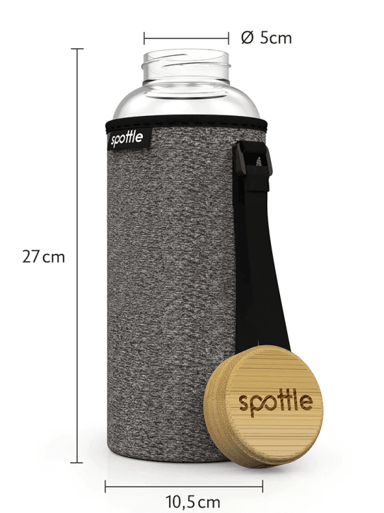 Glasflasche mit Neoprenhülle von Spottle 1.5 L - Gorilla Sports Schweiz