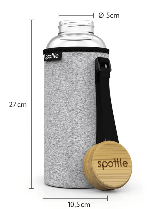 Glasflasche mit Neoprenhülle von Spottle 1.5 L - Gorilla Sports Schweiz