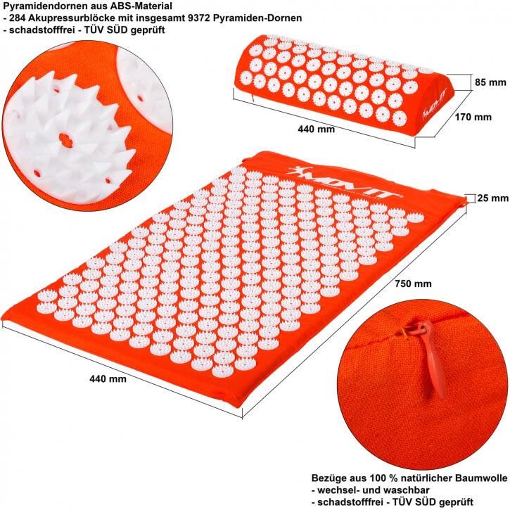 Akupressurmatte mit Kissen 75x44 cm - Gorilla Sports Schweiz
