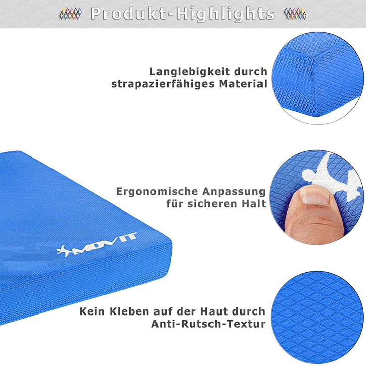 Coussin de siège MOVIT® Balance Pad de différentes couleurs avec bande d'exercice