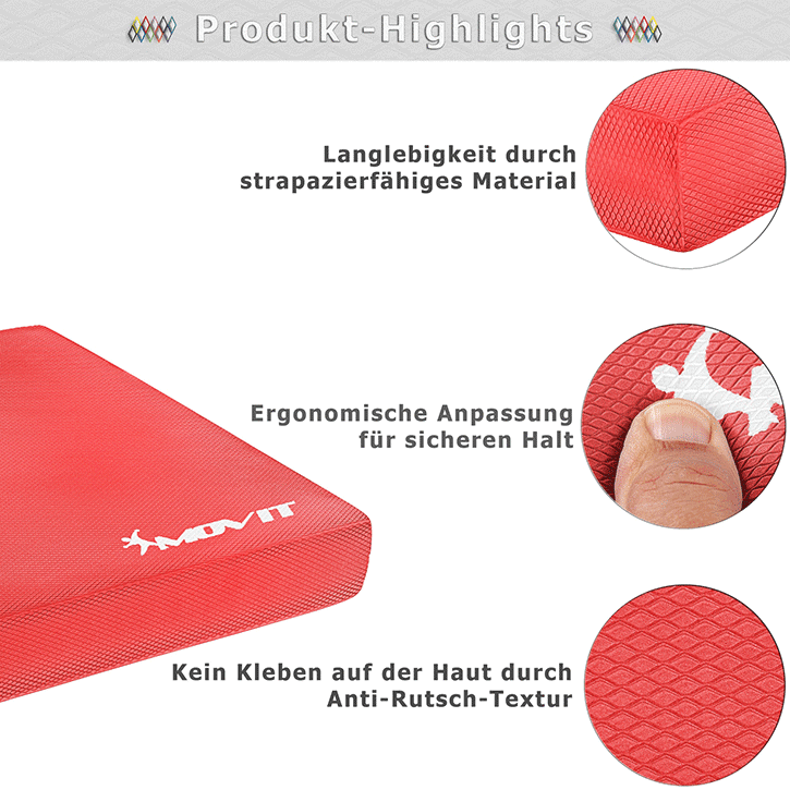 Coussin de siège MOVIT® Balance Pad de différentes couleurs avec bande d'exercice