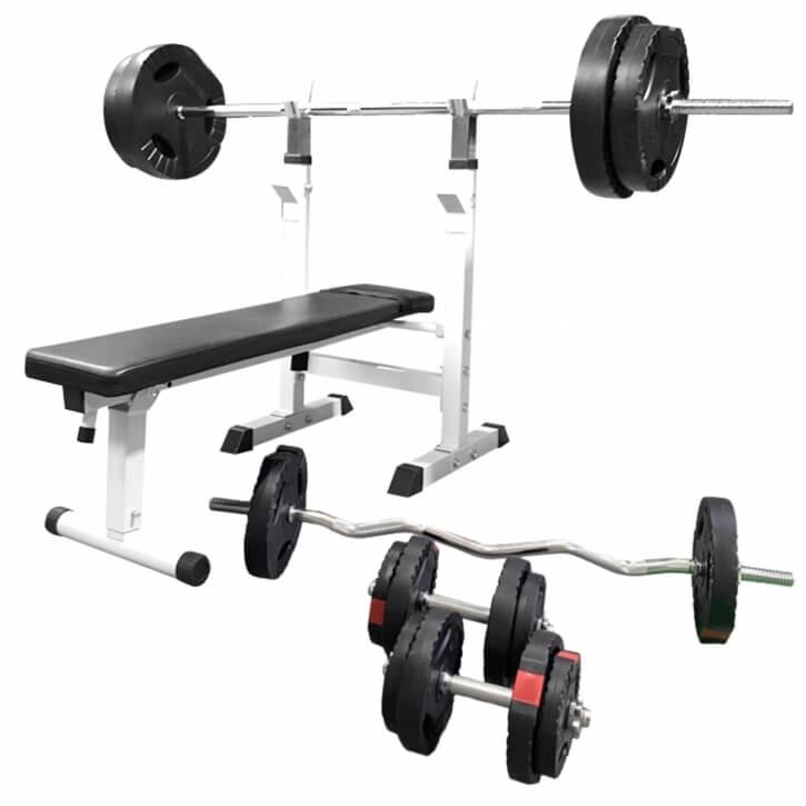 Hantelbank mit Ablage Kunststoff-Grip 100 kg - Gorilla Sports Schweiz