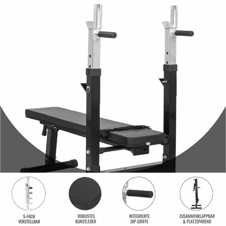 Hantelbank mit Ablage Kunststoff-Grip 100 kg - Gorilla Sports Schweiz