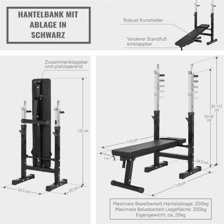 Hantelbank mit Ablage Kunststoff-Grip 100 kg - Gorilla Sports Schweiz