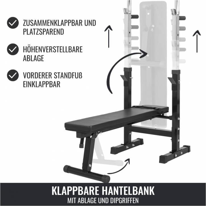 Hantelbank mit Ablage Kunststoff-Grip 100 kg - Gorilla Sports Schweiz