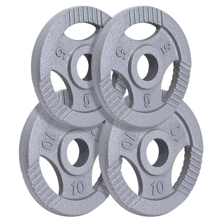 Hantelscheibe Guss Gripper 0.5-20 KG Silber - Gorilla Sports Schweiz