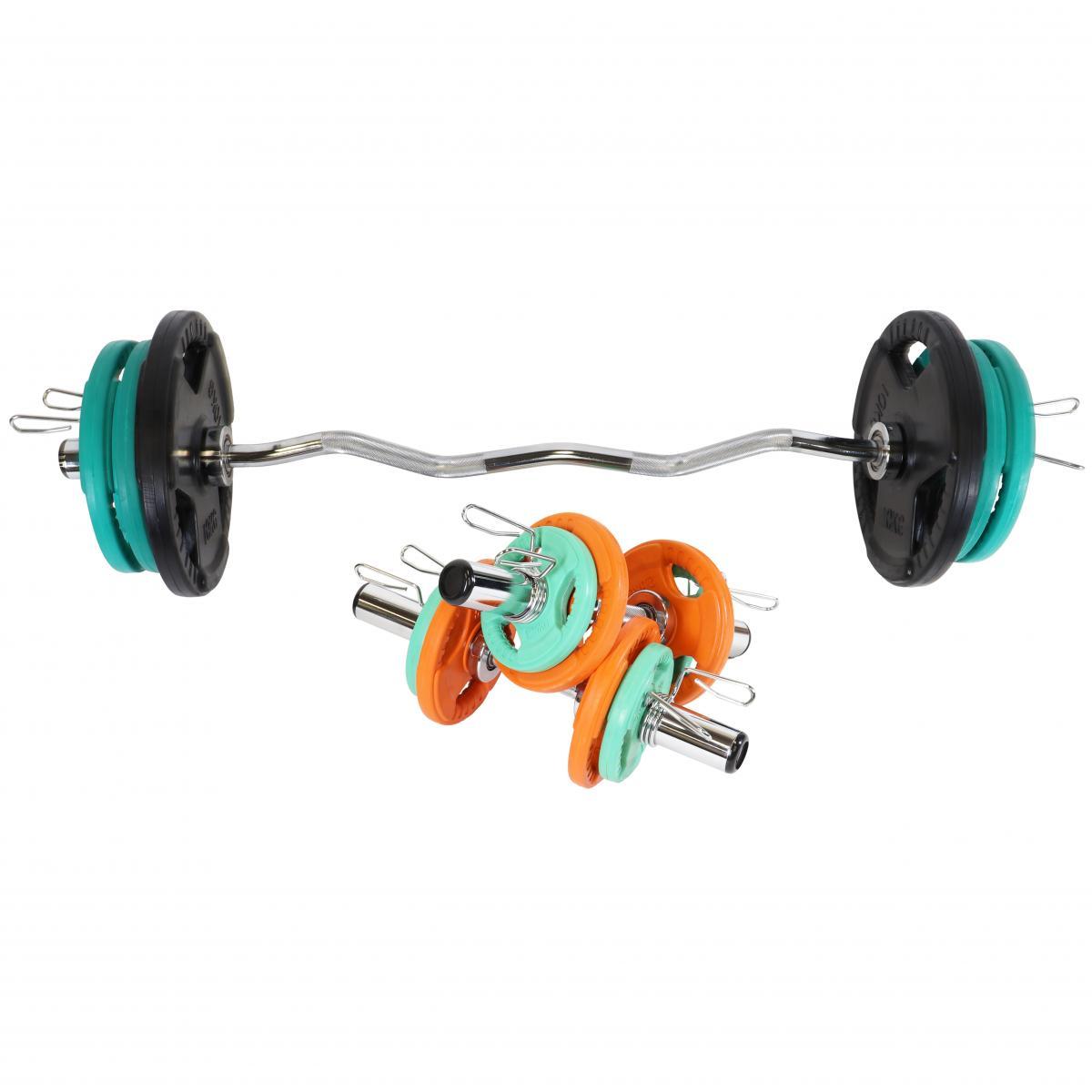 Olympia Curl-Set Gummi Gripper 75 kg - Gorilla Sports Schweiz