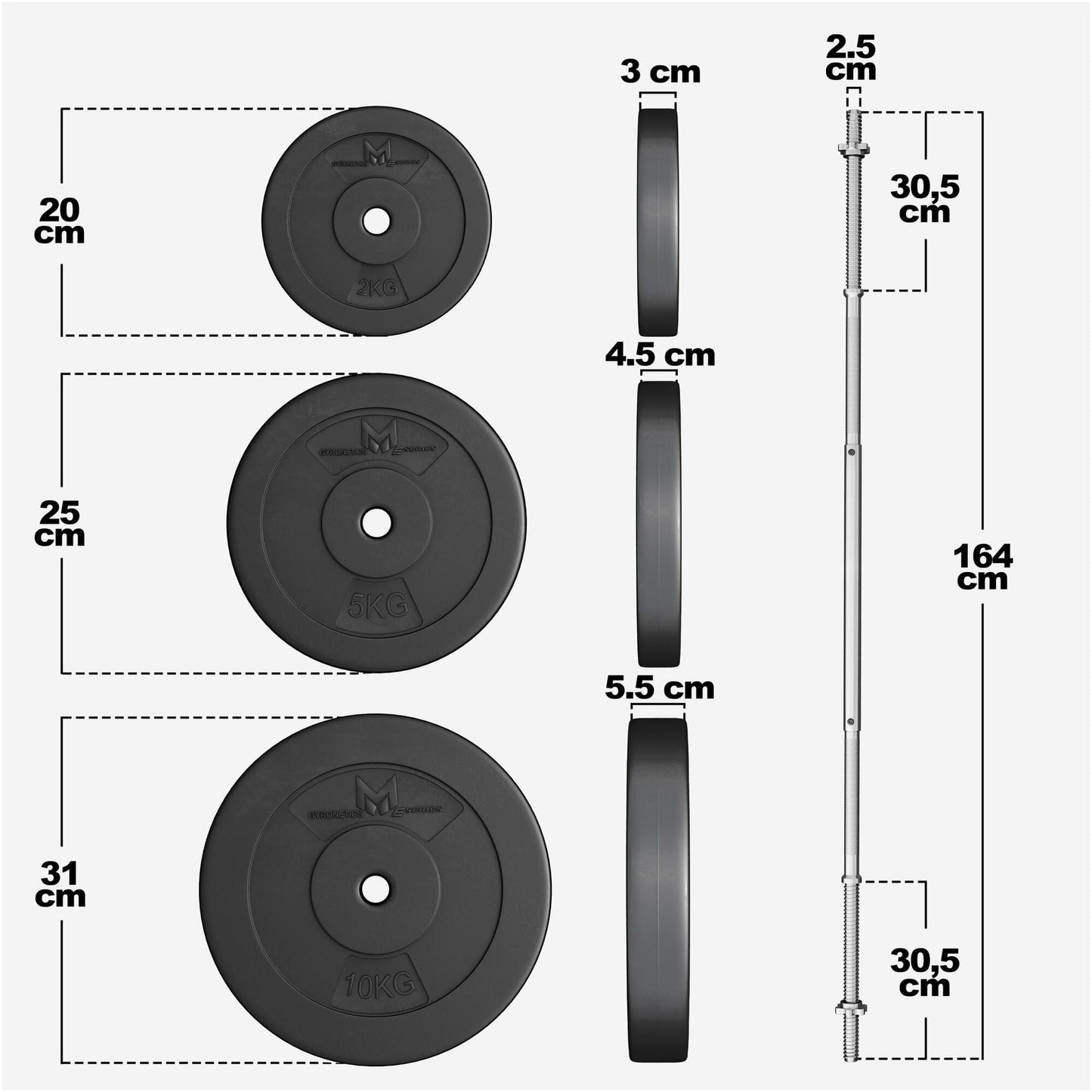 Langhantelset E-Series Kunststoff 60 kg - Gorilla Sports Schweiz