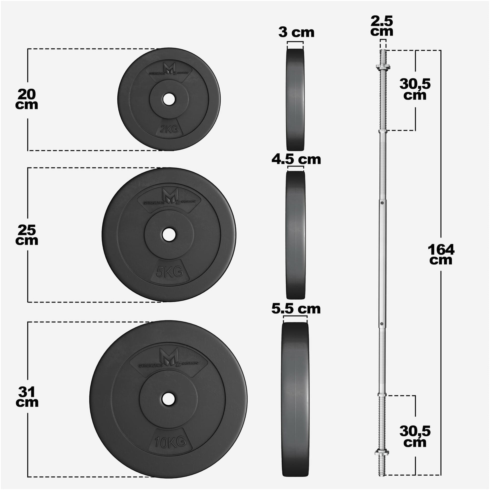 Langhantelset E-Series Kunststoff 60 kg - Gorilla Sports Schweiz